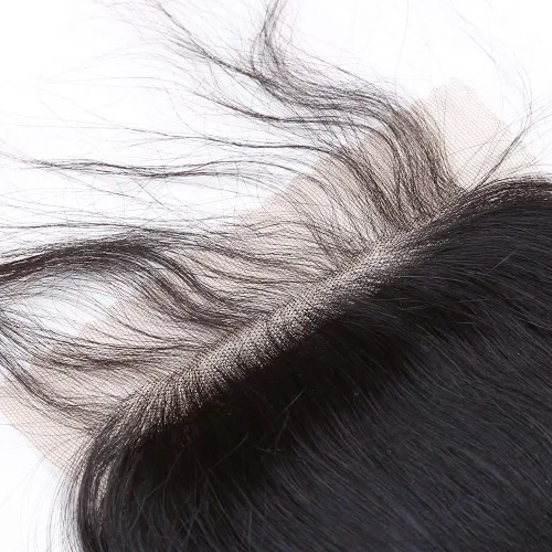 Miniatura 3 de Cabello humano con base de seda 4x4 con cierre de encaje con cabello de bebé, ondulado, cierre de cabello virgen brasileño, parte libre, color Parte