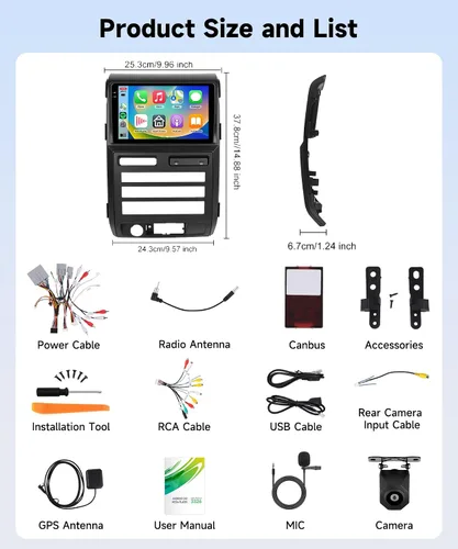 Miniatura 7 de 4 Core 4G+128G Radio estéreo de coche para Ford F150 2009 2010 2011 2012, 9 "1280P Incell pantalla táctil F150 Radio con DSP inalámbrico Carplay