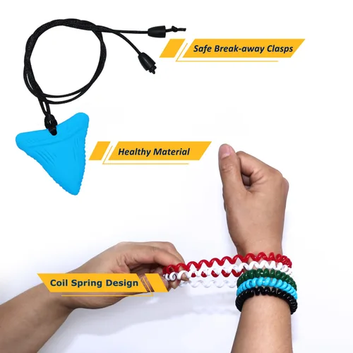 Miniatura 2 de Collares sensoriales masticables para niños y niñas, paquete de 15 pulseras elásticas masticables para niños con autismo, ansiedad, TDAH, SPD
