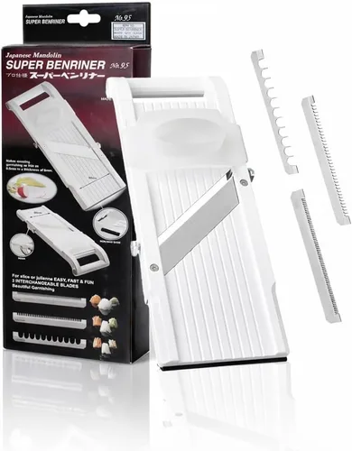 Miniatura 11 de Benriner Mandoline Jumbo Slicer, hoja japonesa de acero inoxidable, beige