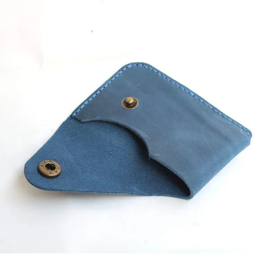 Miniatura 60 de Cartera organizadora de tarjetas de bolsillo frontal cosida a mano minimalista de cuero genuino para tarjetas, billetera con tarjetero pequeño, Negro