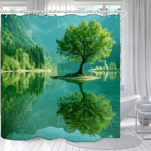 Miniatura 18 de Juego de cortinas de ducha de lámina dorada de ágata amatista (con 12 ganchos blancos en C), cortina de baño de tela de geoda impermeable
