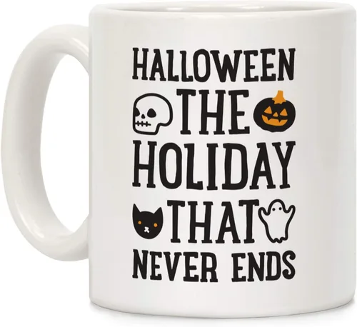 Miniatura 156 de LookHUMAN Taza de Café de Halloween – Halloween Is Meowgical Tazas, Taza de Café Espeluznante Idea de Regalos de Taza, 15 Onzas 10-Blanco