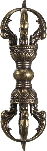 Mini decoración de latón Vajra Dorje, adorno vintage de 3.5 pulgadas, budismo antiguo, decoración de Feng Shui, budismo tibetano, amuleto de phurba