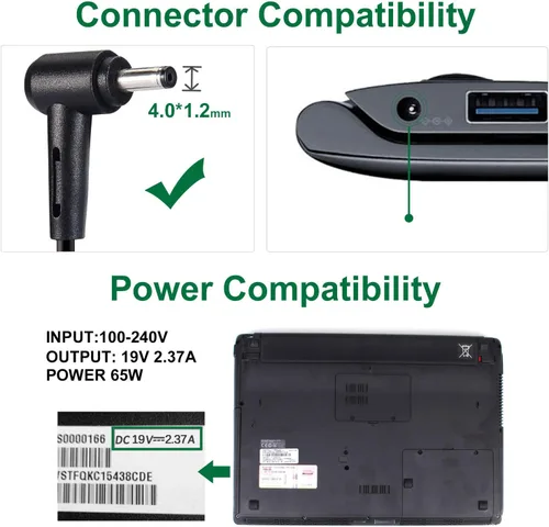 Miniatura 5 de Adaptador de CA de 45 W, cargador para portátil compatible con Asus UX360C Q304U X553M Q302L Q405U Q504UA Q406DA S200E S531FA UX305 UX305F UX310U