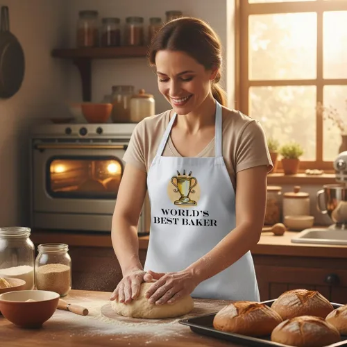 Miniatura 2 de CoolAprons World's Best Baker KItchen Delantal para hornear, blanco, talla única