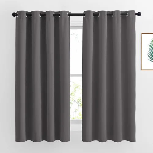 NICETOWN - Cortinas opacas para dormitorio, tratamiento de ventana, con aislamiento térmico y ojales, lisas, para sala de estar (2 paneles, 52 x 63
