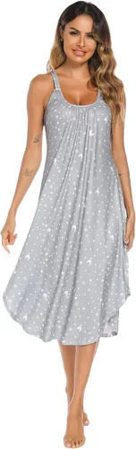 Miniatura 3 de Camisón largo sin mangas para mujer, con tirantes anchos, camisola suelta de verano