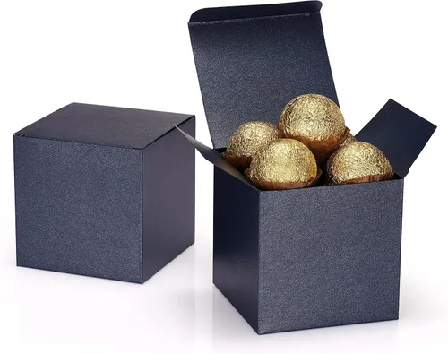 Miniatura 25 de Quotidian Cajas de regalo plegables de papel perlado italiano vintage con purpurina y tapas, de 3 x 3 x 3 pulgadas (7.6 x 3.0 x 3.0 x 3.0 in)