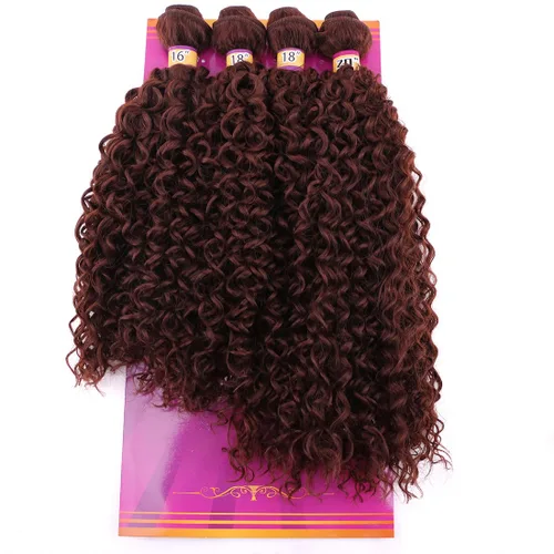 Miniatura 14 de Extensiones de cabello rizado afro rizado, sintético, tejido rápido, extensiones de cabello de fibra de alta temperatura para mujeres, color negro