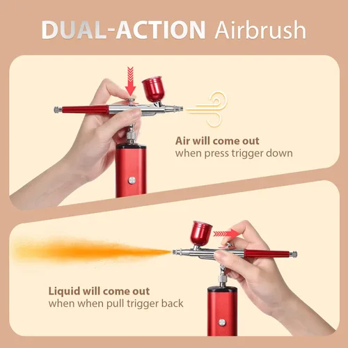 Miniatura 4 de Kit de aerógrafo con compresor, juego de pistola de aire mini portátil de 32PSI, cepillos de aire de alta presión portátiles para pintar, tatuajes
