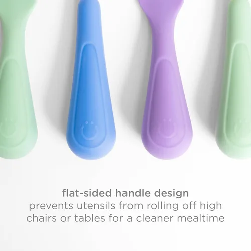 Miniatura 3 de Ubbi Cucharas de entrenamiento de silicona para bebés, paquete de 3 utensilios de autoalimentación de punta suave para el destete del bebé, cucharas