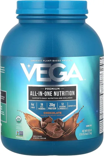 Miniatura 25 de Vega Todo en Uno Nutrición Orgánica - 20 g de proteína de guisante a base de plantas, vainilla francesa, 43 porciones, vitaminas A y C, probióticos