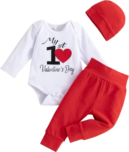 Miniatura 57 de Mameluco de manga larga con estampado de corazón para el día de San Valentín, recién nacido, para bebés, niños y niñas