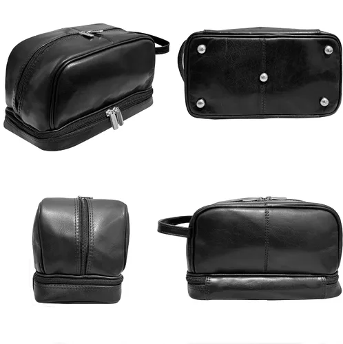 Miniatura 5 de RUSTIC TOWN Neceser de cuero – Kit impermeable para hombres y mujeres, organizador de viaje para artículos esenciales de tamaño completo, aprobado