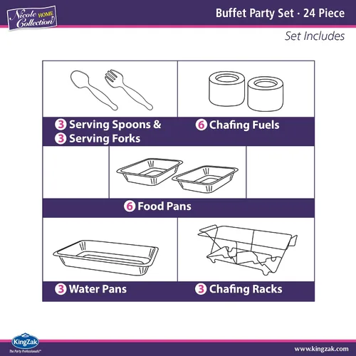 Miniatura 3 de El kit de servicio de fiesta de 24 piezas incluye juego de bufé de platos y utensilios de servir para todo tipo de fiestas y eventos, 3