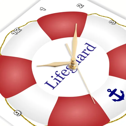 Miniatura 3 de 3D Rose 3dRose Lifeguard Lifesaver - Reloj de pared flotante rojo y blanco, 15 pulgadas (DPP_112970_3)
