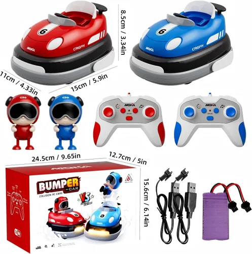 Miniatura 6 de Batalla de 2 jugadores Carro RC de 3-5 años para niños pequeños Juguete de Navidad Carros chocadores con control remoto de dibujos animados