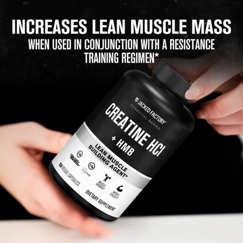 Miniatura 7 de Jacked Factory Cápsulas de creatina HCL + HMB - Fórmula sinérgica CON-CRET, myHMB y vitamina D para mejorar el crecimiento, la fuerza y la reducción