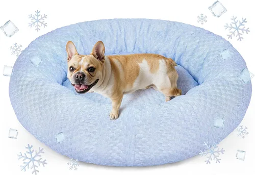 Cama para perros pequeños y medianos, cama refrescante para mascotas con parte inferior antideslizante, cama cómoda de verano para cachorros, Donut
