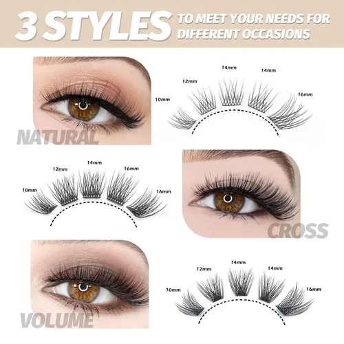 Miniatura 2 de Extensiones de Pestañas DIY Racimos de Pestañas 120 Racimos Pestañas Postizas Efecto 3D Pestañas Individuales Naturales Juego en Casa Kit