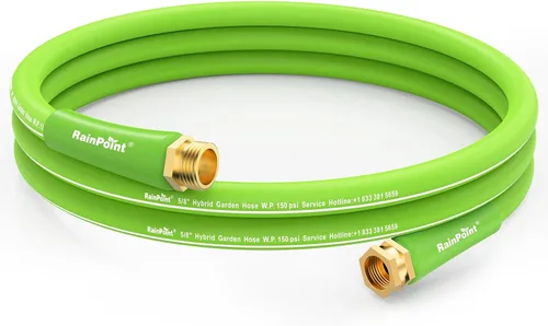 Miniatura 9 de RAINPOINT Leader - Manguera de jardín de 5 pies, manguera de agua ligera con mango giratorio, flexible, resistente, goma híbrida, con accesorios