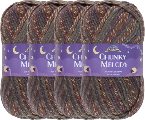 Miniatura 55 de JubileeYarn Chunky Melody - Hilo para tejer 100g/madeja, mezcla de lana gruesa, color maíz naranja - 2 madejas 15 Maíz Naranja