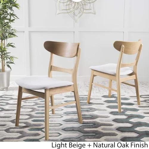 Miniatura 4 de Christopher Knight Home Idalia - Juego de 2 sillas de comedor, color beige claro y acabado en roble