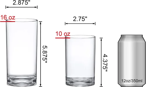 Miniatura 3 de Amazing Abby - Probity - Vasos de plástico de 10 onzas y 16 onzas (juego de 8), vasos de plástico para beber, vasos de plástico reutilizables, sin