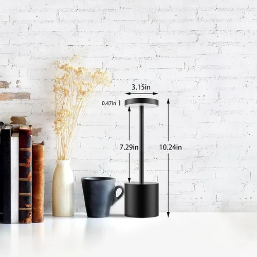 Miniatura 2 de TBBGA Lámpara de mesa LED inalámbrica, lámpara recargable con atenuación continua de 3 colores, lámpara de batería, luz nocturna portátil de metal