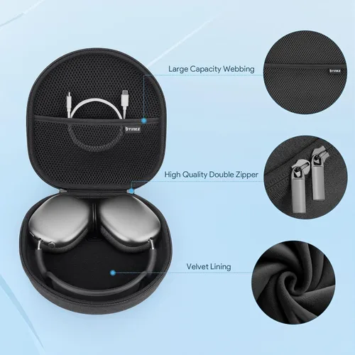 Miniatura 4 de Yinke Funda inteligente para Apple AirPods Max compatible con el modo de suspensión, organizador duro, portátil, funda de viaje, bolsa de Negro