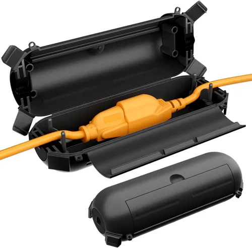 Miniatura 18 de RESTMO Paquete de 2 fundas compactas para cable de extensión para exteriores, caja impermeable IP44 y funda de seguridad, ideal para proteger