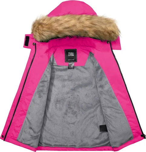 Miniatura 3 de ZSHOW Chaqueta de esquí impermeable para niñas, abrigo de invierno con forro polar cálido acolchado grueso