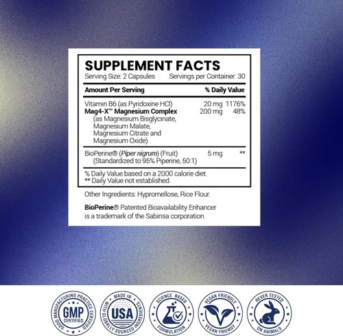 Miniatura 8 de Research Verified Complejo de magnesio - Soporte cerebral, muscular y nervioso - Bisglicinato de magnesio, malato, citrato y óxido - Bioperina