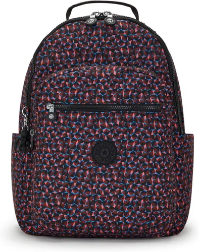 Miniatura 39 de Kipling Seoul - Mochila grande metálica para portátil de 15 pulgadas, Agua (Aqua Flowers)