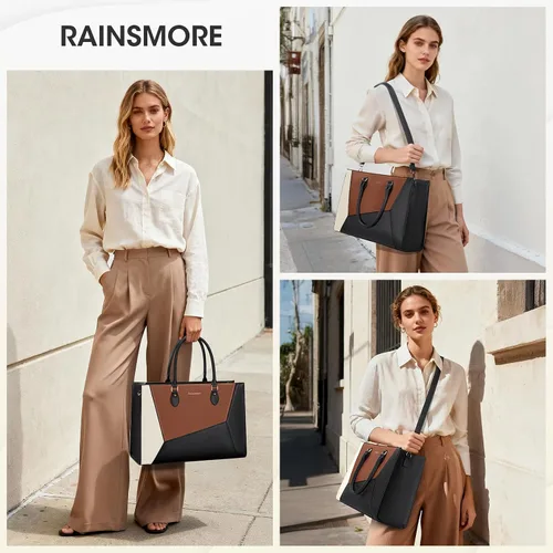 Miniatura 2 de RAINSMORE Bolsa de mano para laptop para mujer, 15.6 pulgadas, bolsas de trabajo grandes para mujeres, impermeables, para negocios, oficina