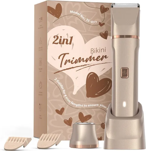 Miniatura 17 de Risina Recortadora de bikini eléctrica para mujer, afeitadora recargable 3 en 1, impermeable, removedor de vello púbico inalámbrico, portátil, sin