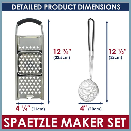 Miniatura 7 de KEISSCO Spaetzle Maker de acero inoxidable con mango de agarre cómodo, juego de herramientas para hacer albóndigas de huevo alemán tradicional