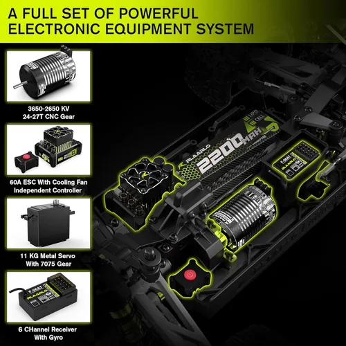 Miniatura 3 de RIAARIO Coches RC sin escobillas 1/10, Monster Truck, 50+ MPH, 4WD, impermeable, fibra de carbono, negro, a partir de 8 años