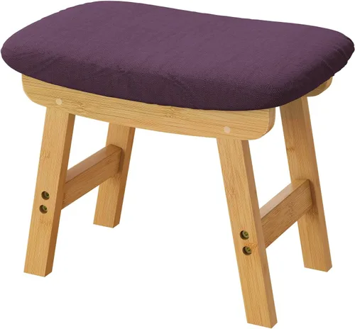 Miniatura 14 de viewcare Reposapiés otomano pequeño, taburete negro - Taburete de pie de madera para sala de estar, dormitorio y cocina
