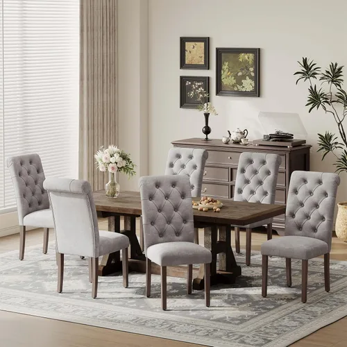 Miniatura 20 de MALOL Parsons - Juego de 4 sillas de comedor tapizadas copetudas, sillas de cocina con asiento acolchado y patas de madera maciza, sillas laterales