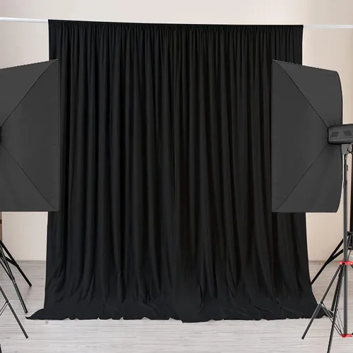 Miniatura 13 de Cortinas tipo telón de 10 x 10 pies sin arrugas de color azul bebé para fiestas, cortinas tipo telón de tela gruesa para foto de boda, cumpleaños