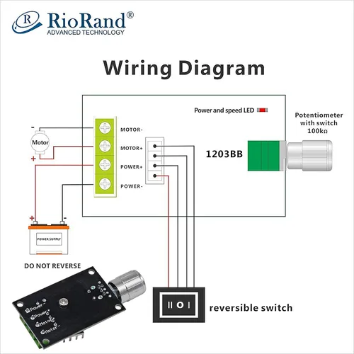 Miniatura 3 de RioRand Pequeño controlador de velocidad de motor PWM DC - para motores de engranajes de bajo voltaje de 6 V, 12 V, 24 V, 28 V, 3 A, 80 W