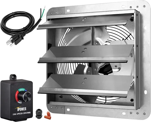Miniatura 9 de iPower Ventilador de escape de obturador de 10 pulgadas de aluminio, alta velocidad 1650RPM, 820CFM, 1 paquete, plateado