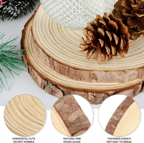 Miniatura 3 de Giegxin 15 piezas de rebanadas de madera sin terminar para centros de mesa, baby shower, boda, fiesta, centros de mesa, bosque, manualidades