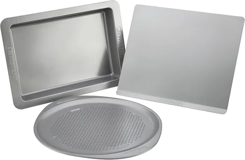 Miniatura 4 de Farberware Molde antiadherente aislado para hornear pizza redondo de 15.5 pulgadas, gris claro