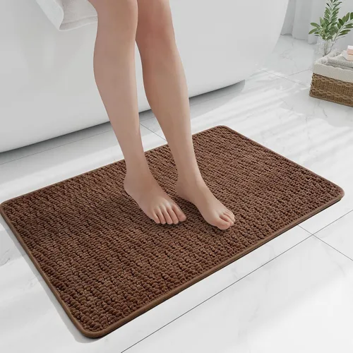 Miniatura 14 de RUERYA Alfombras de baño antideslizantes y lavables, tapetes de baño de goma para baño, secado rápido, súper absorbentes, ultrafinos, pequeños Gris