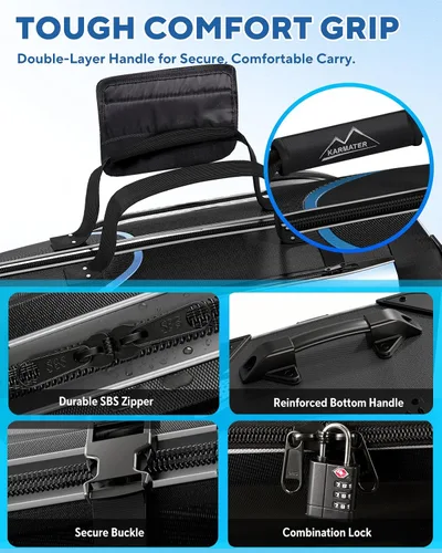 Miniatura 4 de M KARMATER Bolsa de viaje de golf para aerolíneas con ruedas, funda rígida plegable con parte superior de ABS y Oxford resistente 1680D, protección