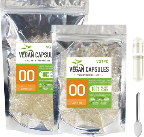 Cápsulas veganas de tamaño vacío 00 separadas 1000 cápsulas vegetales transparentes 00 píldoras vegetales para relleno de suplementos de bricolaje