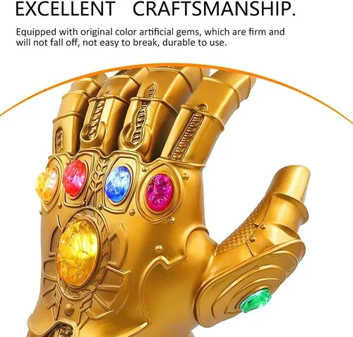 Miniatura 3 de Polyacer Guante de infinito electrónico para adultos, guantes de infinito para adultos, guantelete de infinito iluminados, piedras del infinito